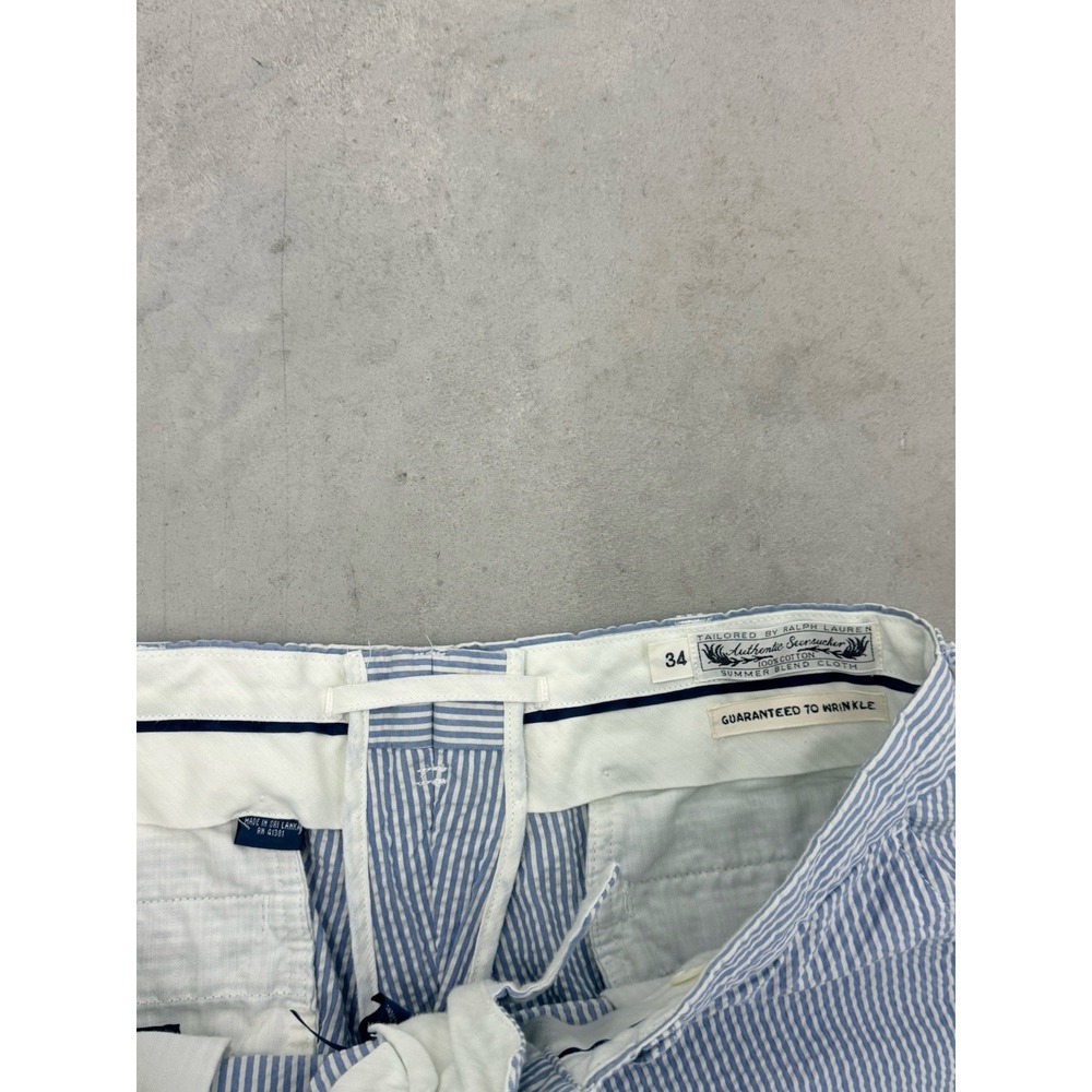 Polo Ralph Lauren Seersucker Pants Mens 34x30 Blue White Striped Summer Cotton - Picture 3 of 12
